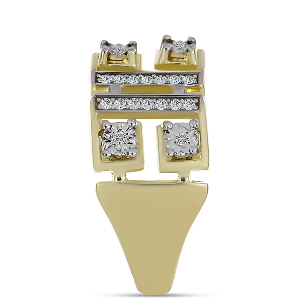 Goldplattierter Silberring mit weißem Diamant und weißem Topas
