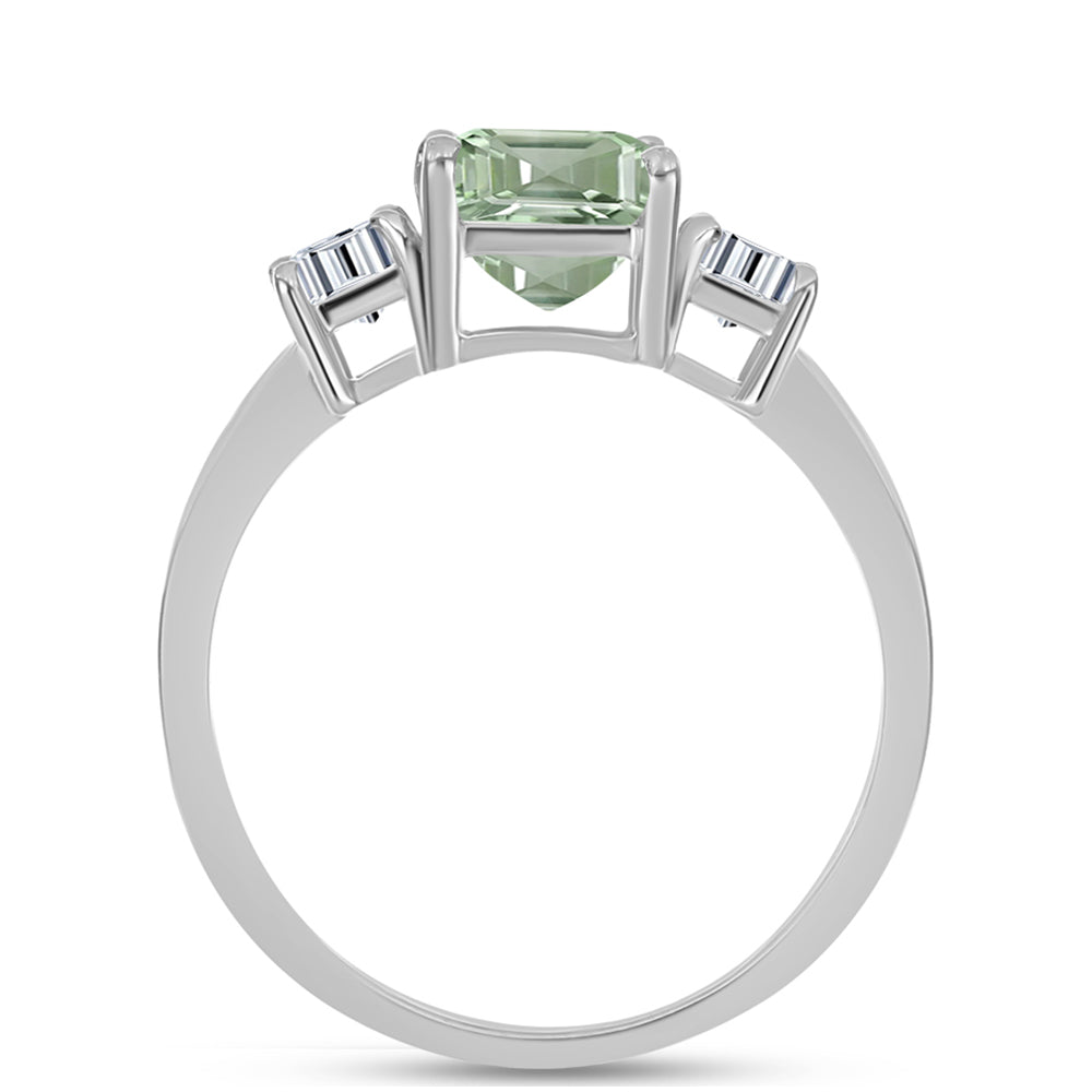 Silberring mit grünem Amethyst und weißem Topas 2 