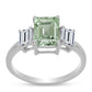 Silberring mit grünem Amethyst und weißem Topas