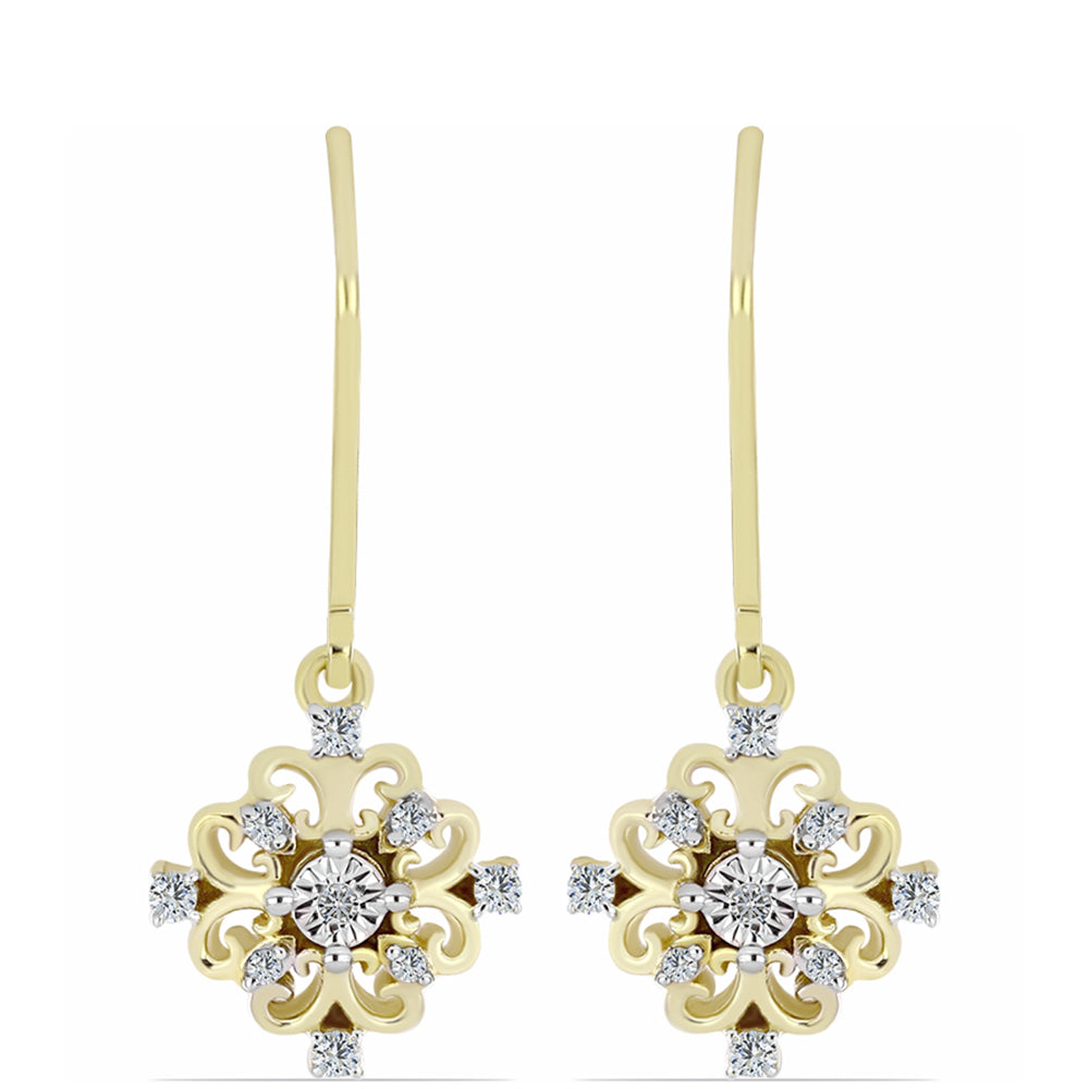 Goldplattierte Silberohrringe mit weißem Diamant und weißem Topas