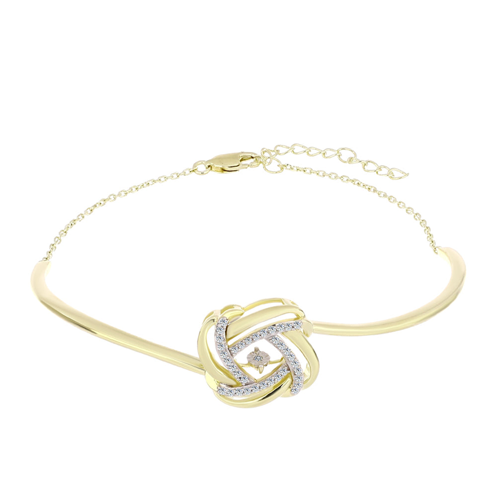 Goldplattiertes Silberarmband mit weißem Diamant und weißem Topas 1 