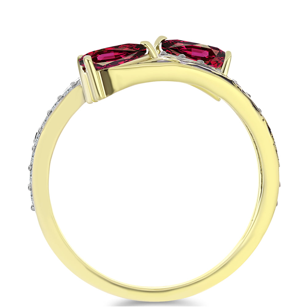 Goldplattierter Silberring mit Rhodolith Granat und weißem Topas 2 