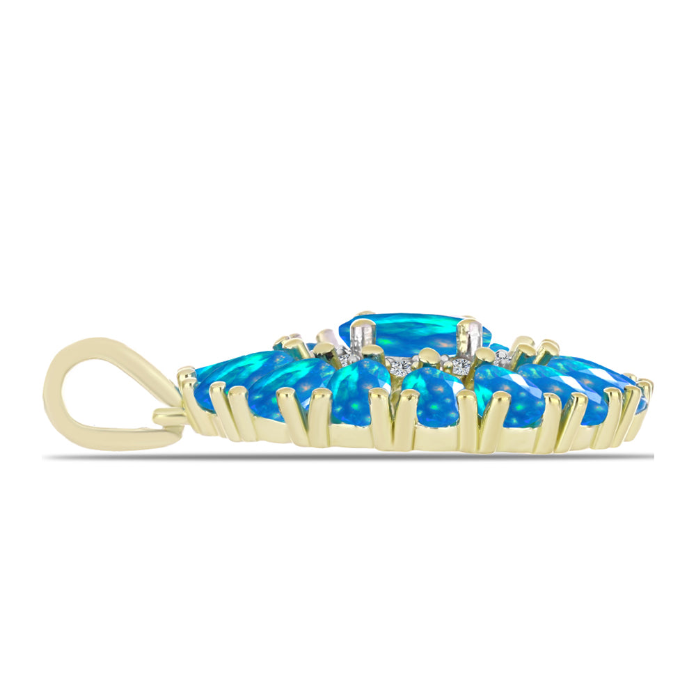 Goldplattierter Silberanhänger mit äthiopischem Paradiese-Opal und weißem Topas