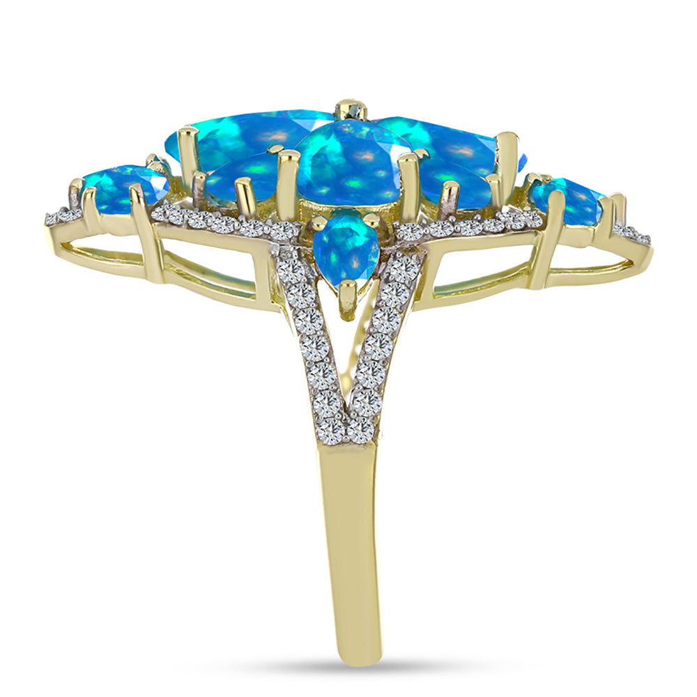 Goldplattierter Silberring mit äthiopischem Paradiese-Opal und weißem Topas 4 