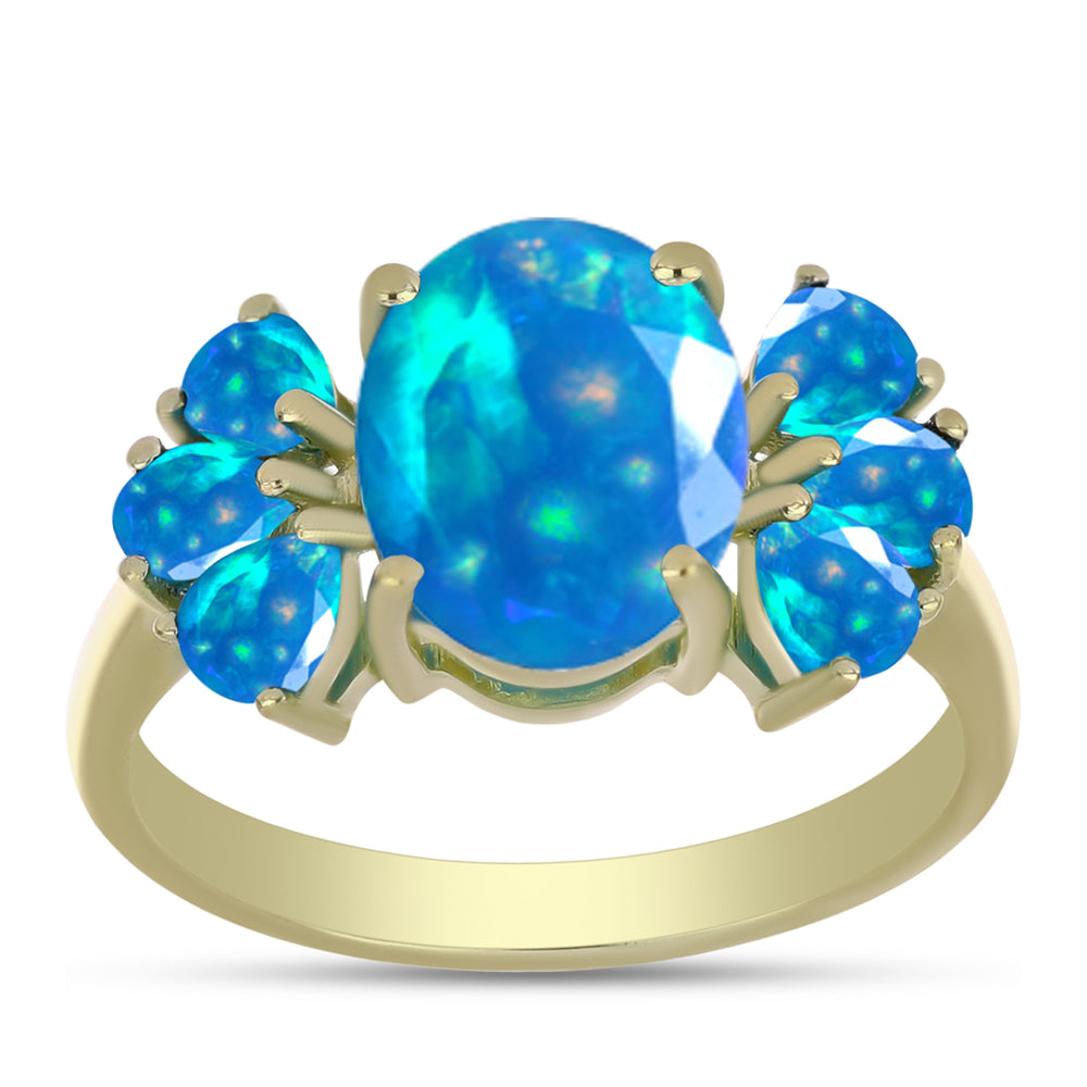 Goldplattierter Silberring mit äthiopischem Paradiese-Opal 3 