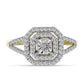 Goldplattierter Silberring mit weißem Diamant und weißem Topas