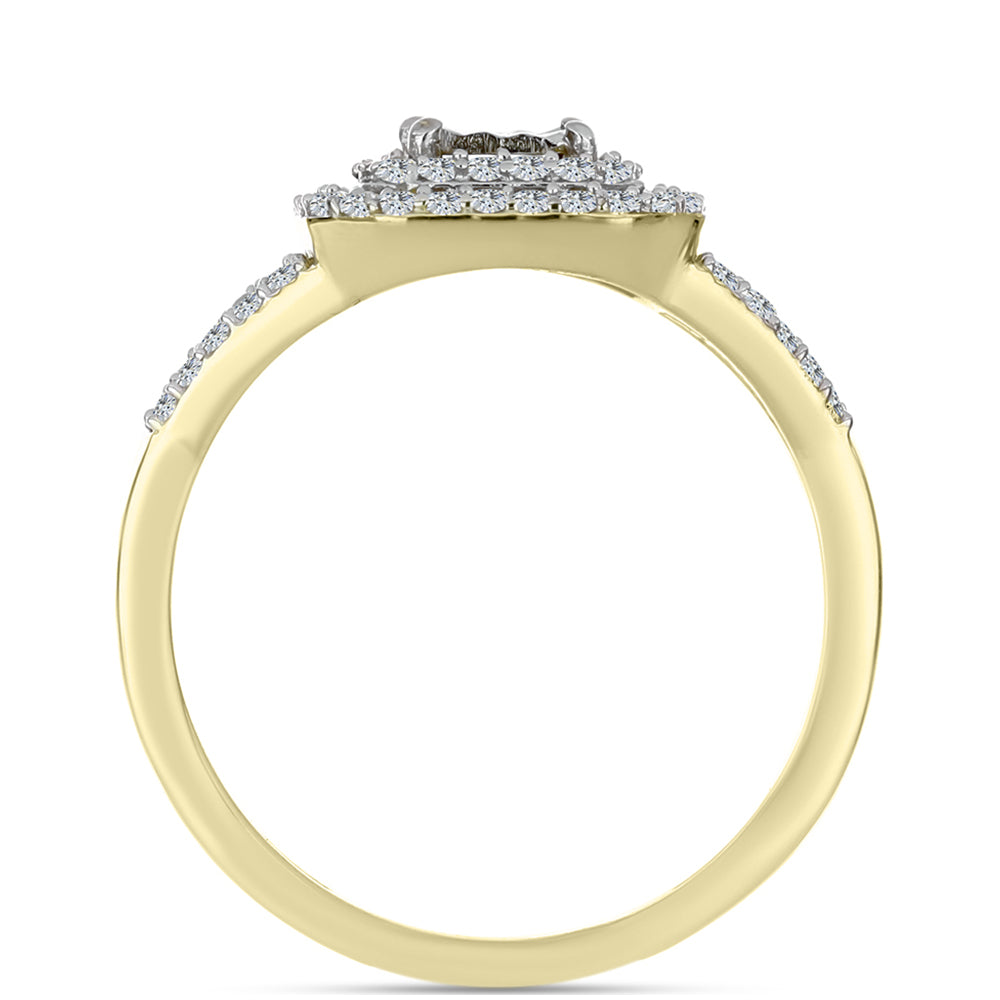 Goldplattierter Silberring mit weißem Diamant und weißem Topas 2 
