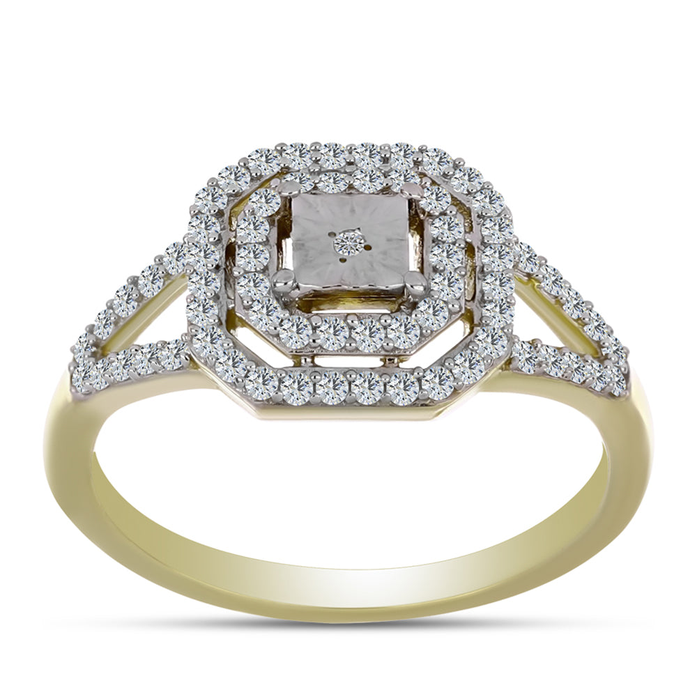 Goldplattierter Silberring mit weißem Diamant und weißem Topas
