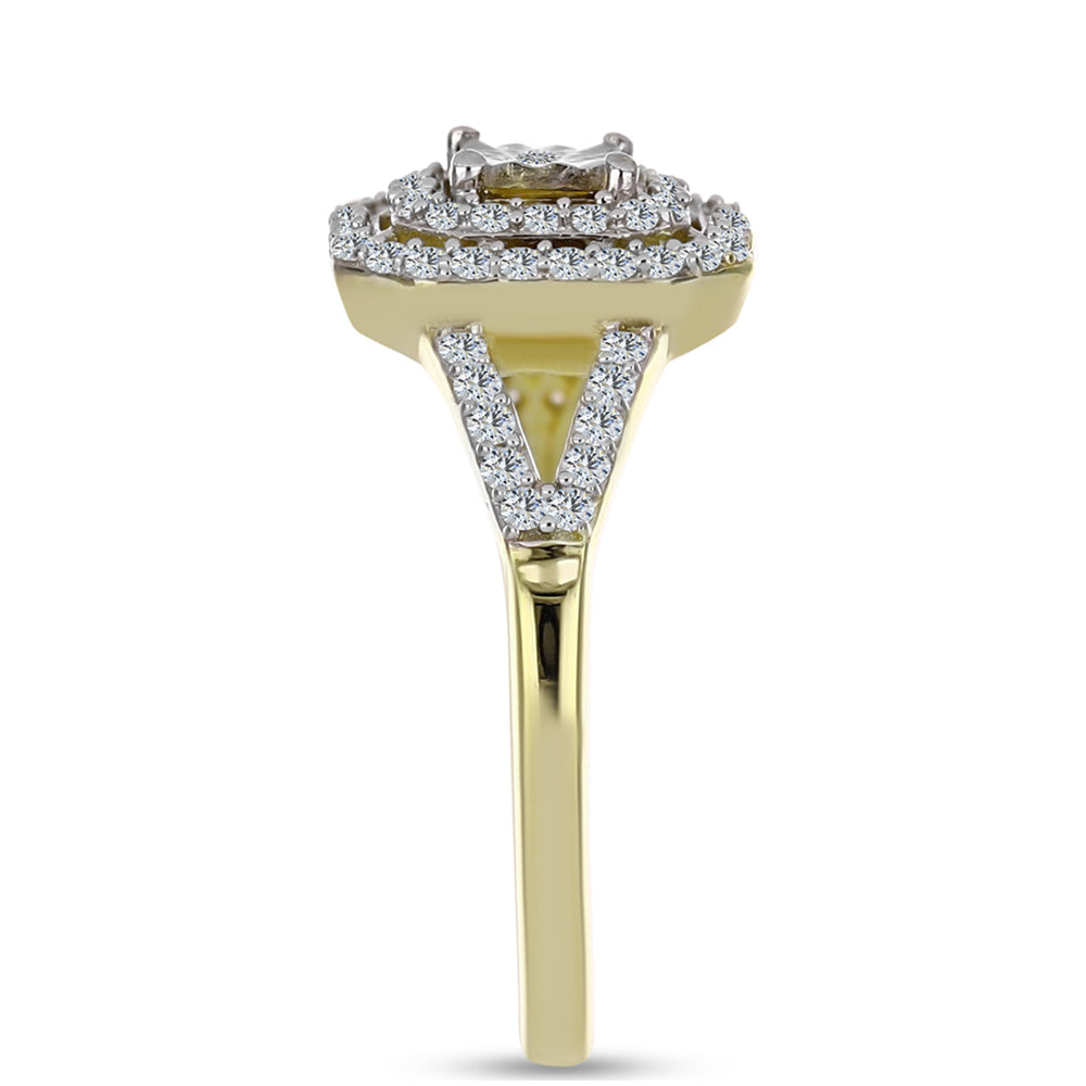 Goldplattierter Silberring mit weißem Diamant und weißem Topas 4 
