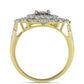 Goldplattierter Silberring mit weißem Diamant und weißem Topas