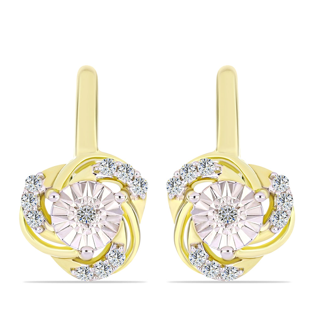 Goldplattierte Silberohrringe mit weißem Diamant und weißem Topas