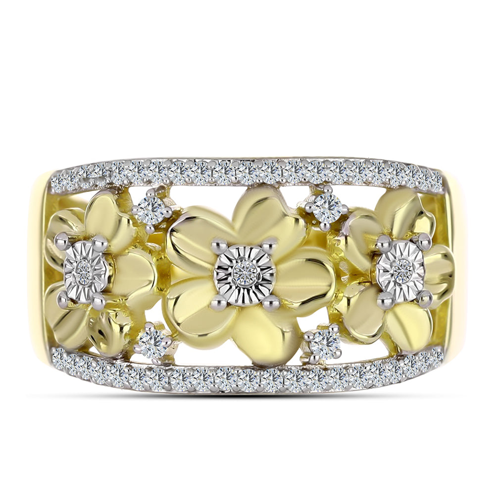 Goldplattierter Silberring mit weißem Diamant und weißem Topas