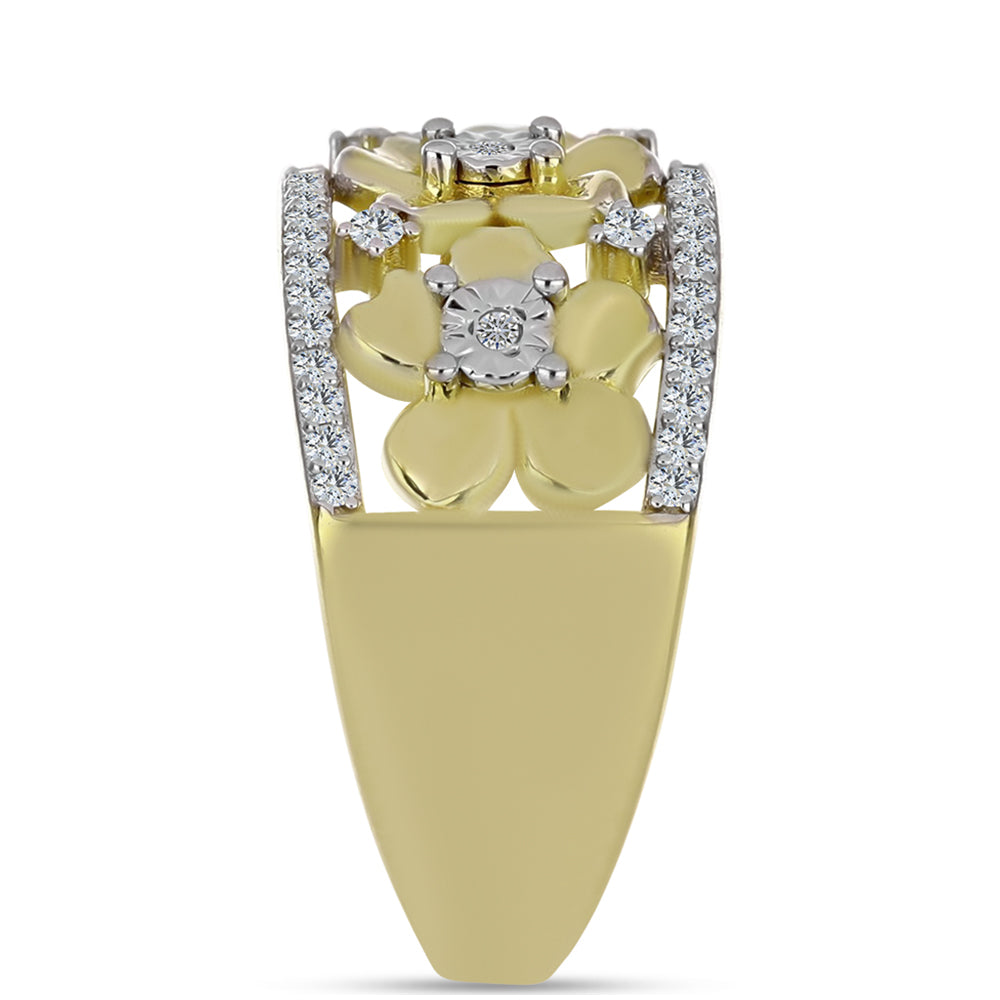 Goldplattierter Silberring mit weißem Diamant und weißem Topas 4 