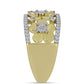 Goldplattierter Silberring mit weißem Diamant und weißem Topas