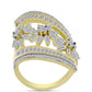 Goldplattierter Silberring mit weißem Diamant und weißem Zirkon