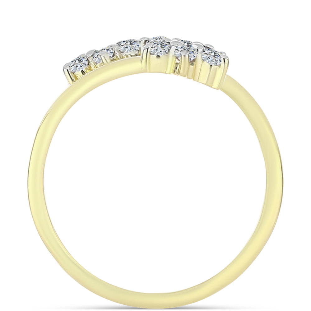 Goldplattierter Silberring mit weißem Diamant und weißem Topas