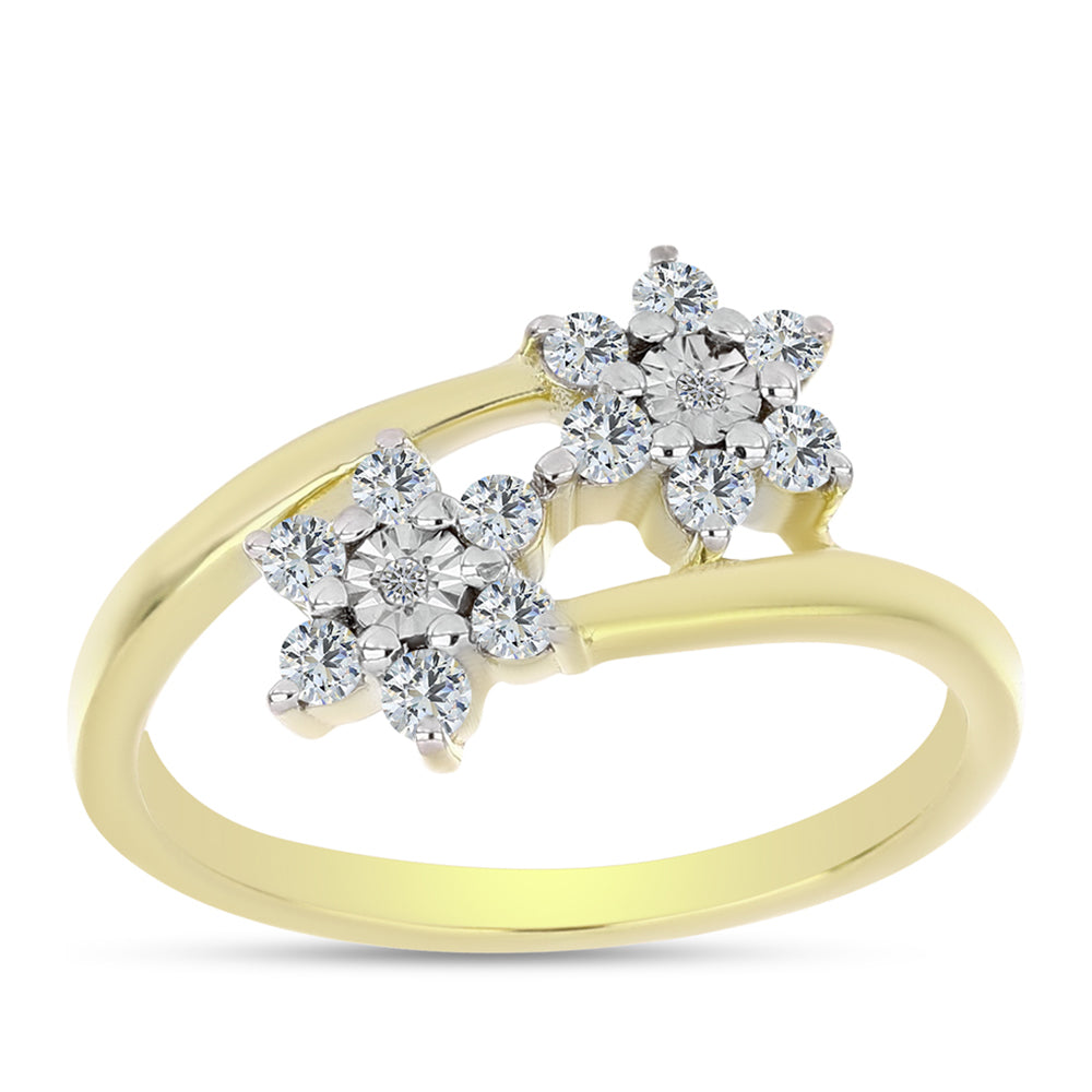 Goldplattierter Silberring mit weißem Diamant und weißem Topas