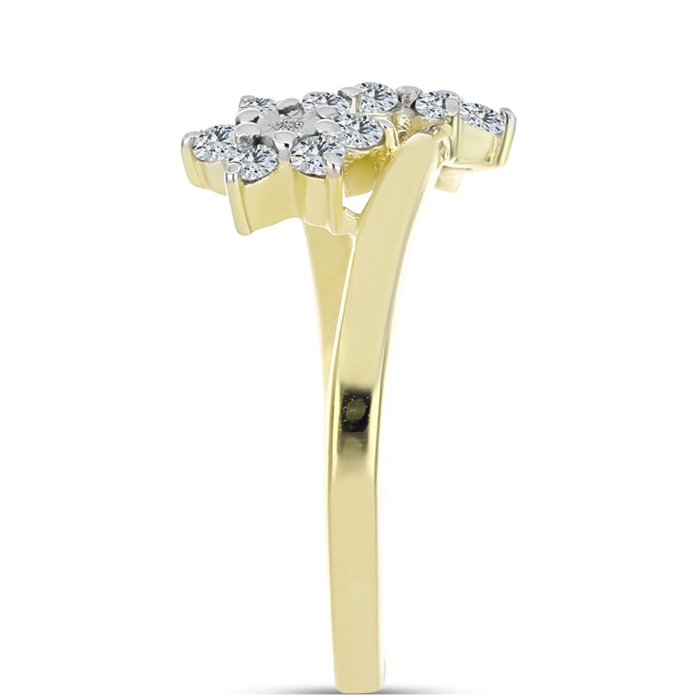 Goldplattierter Silberring mit weißem Diamant und weißem Topas