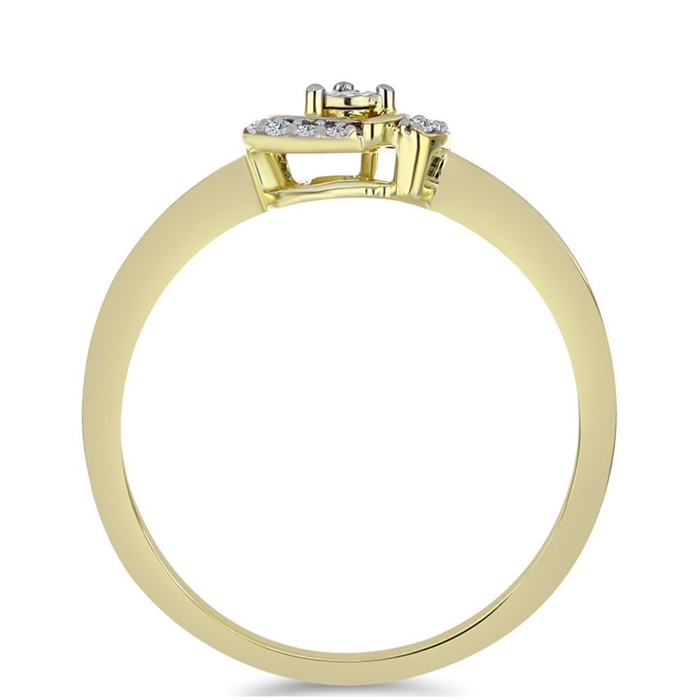 Goldplattierter Silberring mit weißem Diamant und weißem Topas