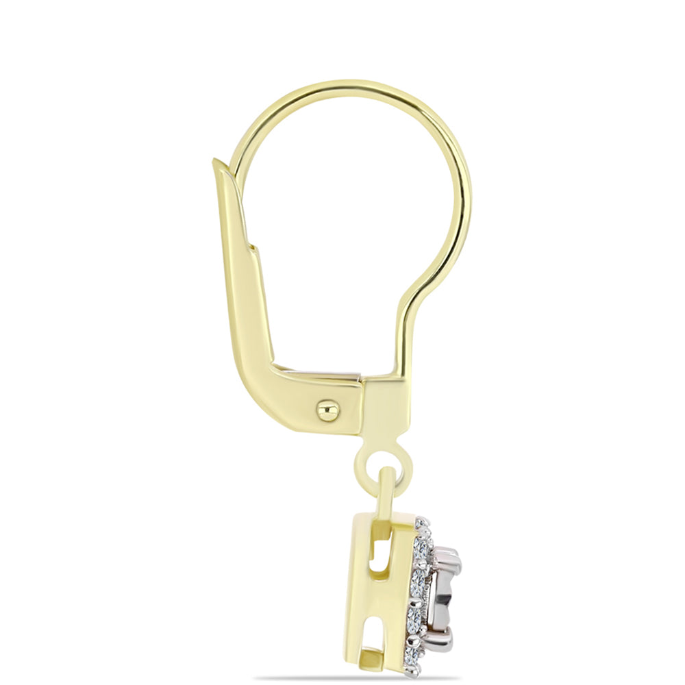 Goldplattierte Silberohrringe mit weißem Diamant und weißem Topas