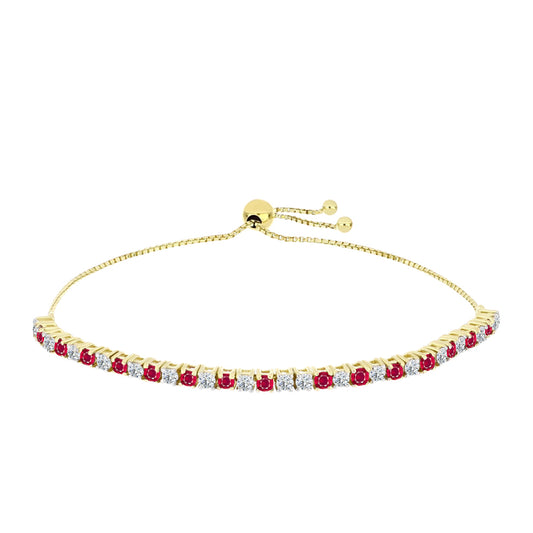 Goldplattiertes Silberarmband mit Rubin aus Madagaskar und weißem Topas