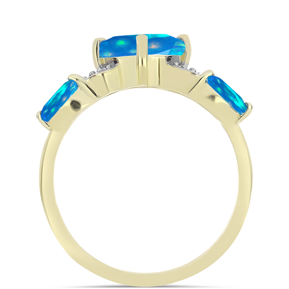 Goldplattierter Silberring mit äthiopischem Paradiese-Opal und weißem Topas