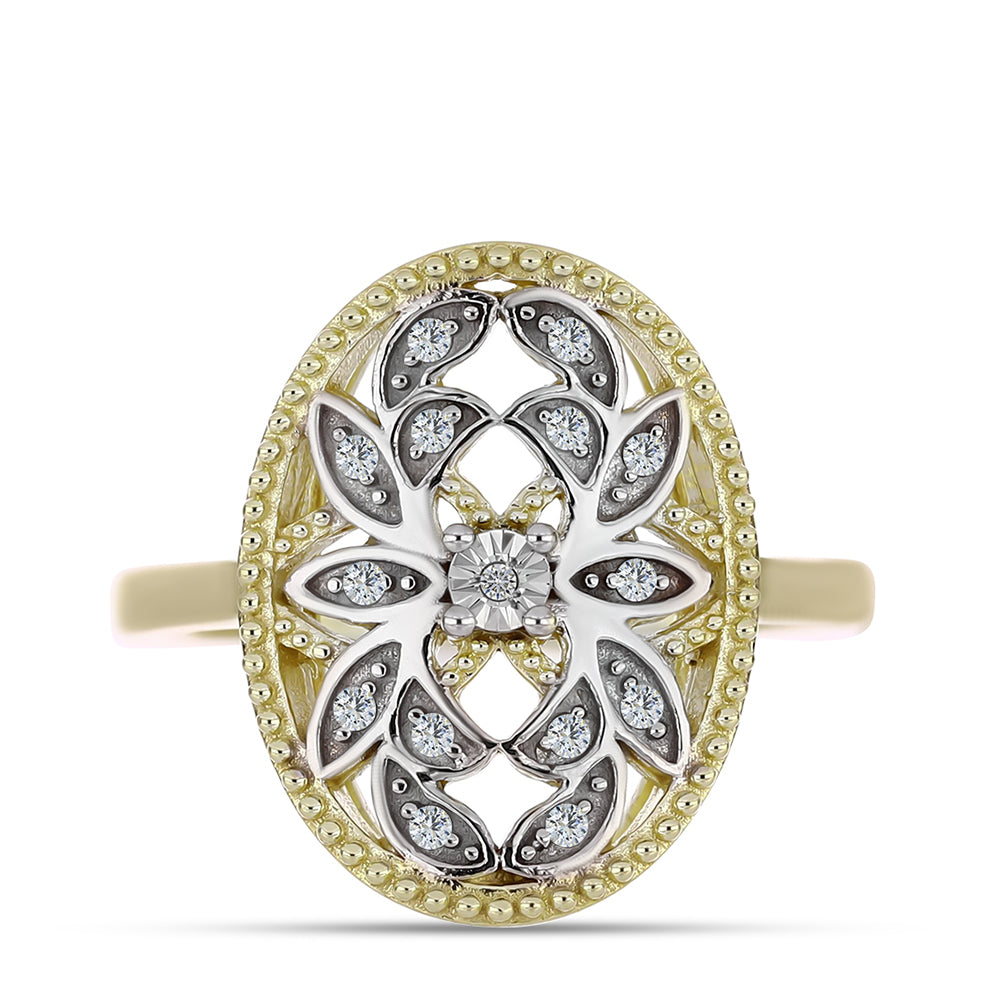 Goldplattierter Silberring mit weißem Diamant und weißem Topas