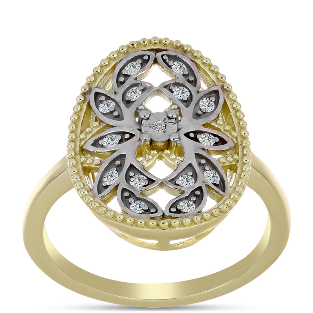Goldplattierter Silberring mit weißem Diamant und weißem Topas 3 