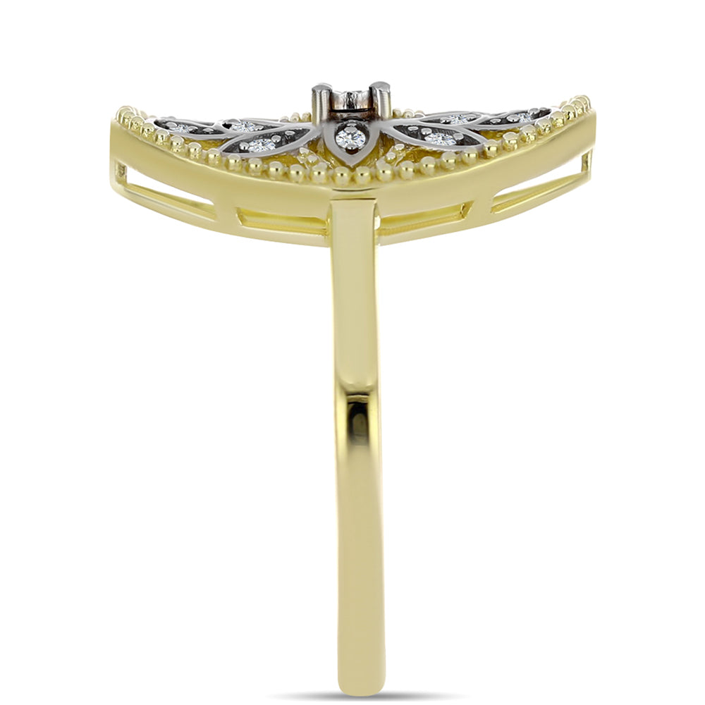 Goldplattierter Silberring mit weißem Diamant und weißem Topas