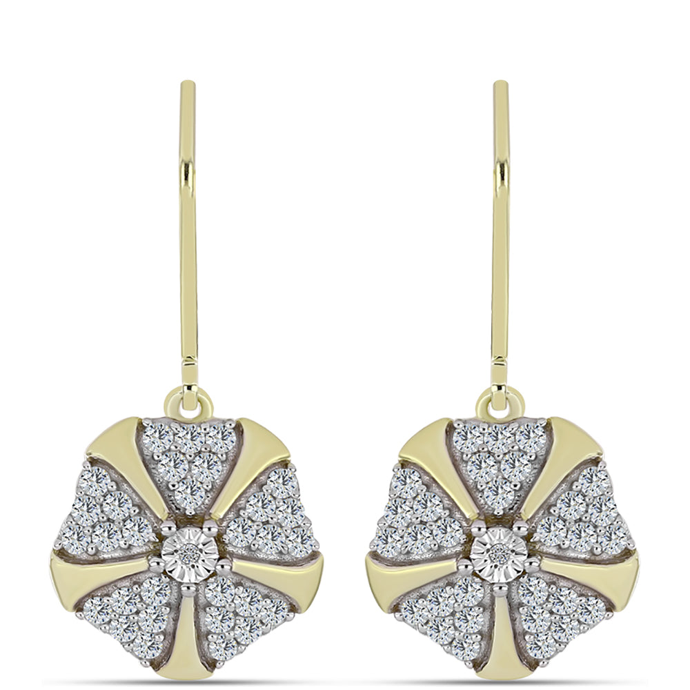 Goldplattierte Silberohrringe mit weißem Diamant und weißem Topas 1 