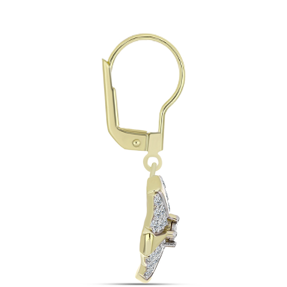 Goldplattierte Silberohrringe mit weißem Diamant und weißem Topas