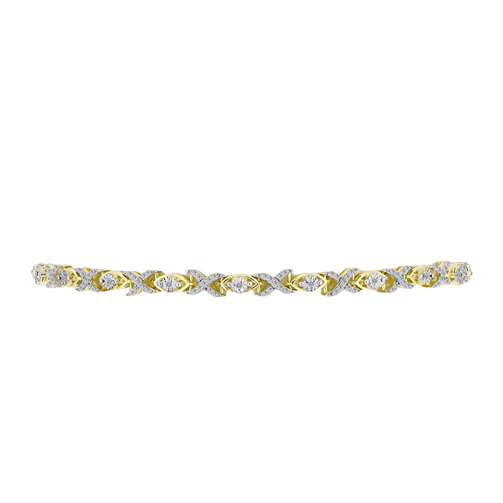 Goldplattiertes Silberarmband mit weißem Diamant und weißem Topas