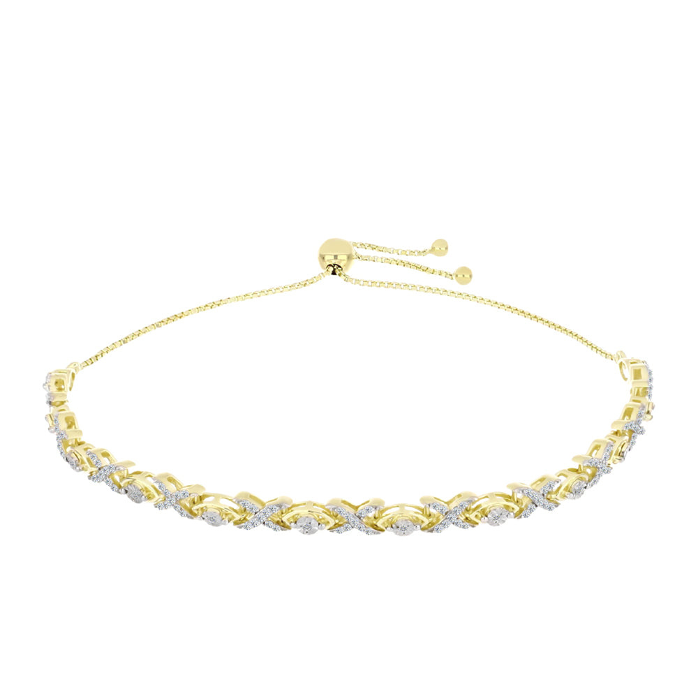 Goldplattiertes Silberarmband mit weißem Diamant und weißem Topas