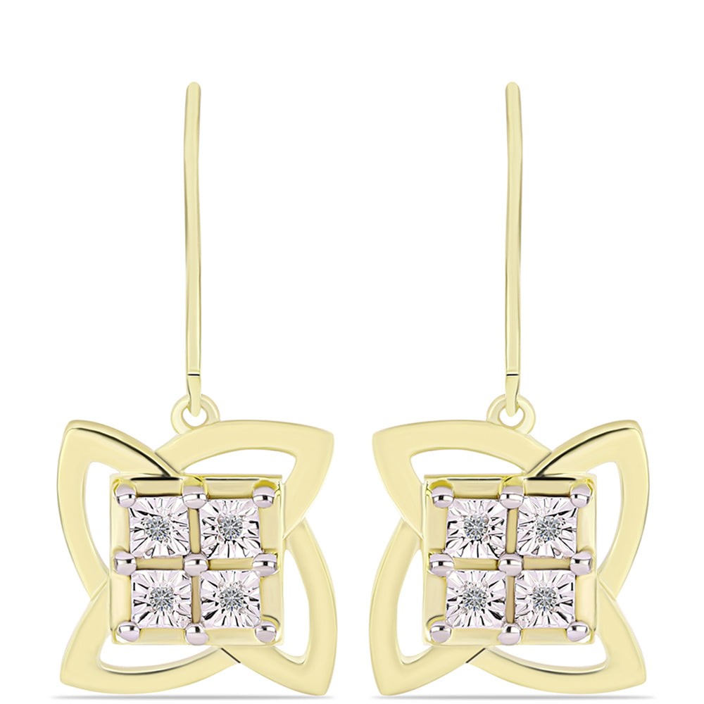 Goldplattierte Silberohrringe mit weißem Diamant
