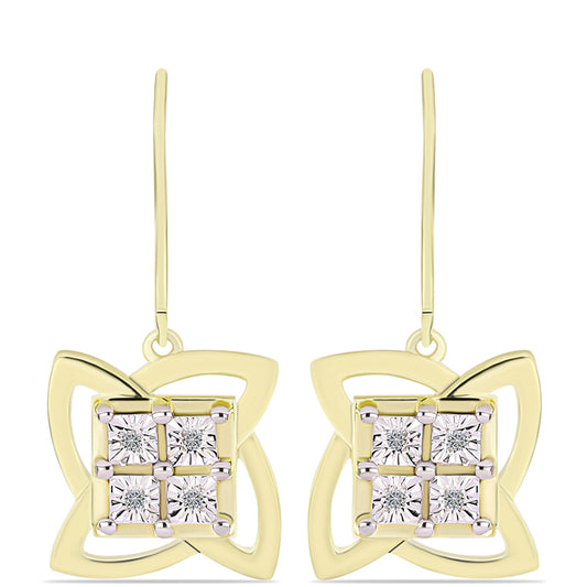 Goldplattierte Silberohrringe mit weißem Diamant