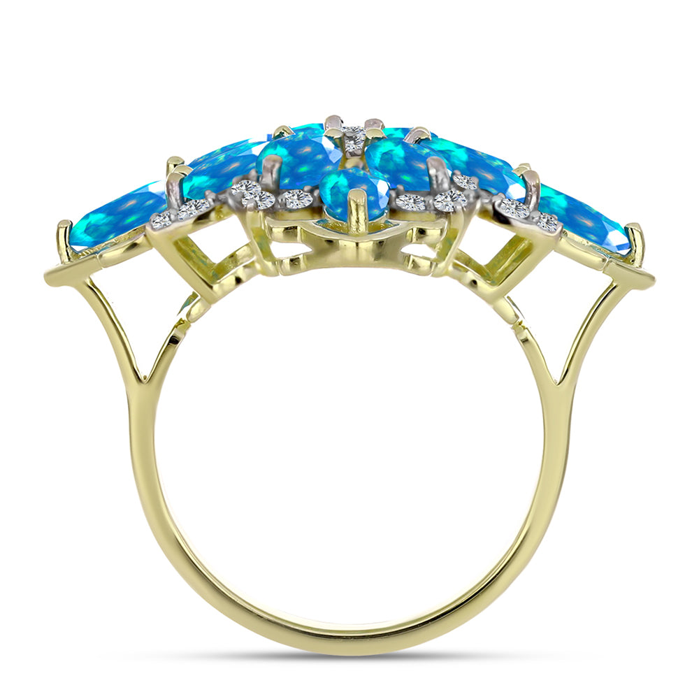 Goldplattierter Silberring mit äthiopischem Paradiese-Opal und weißem Topas
