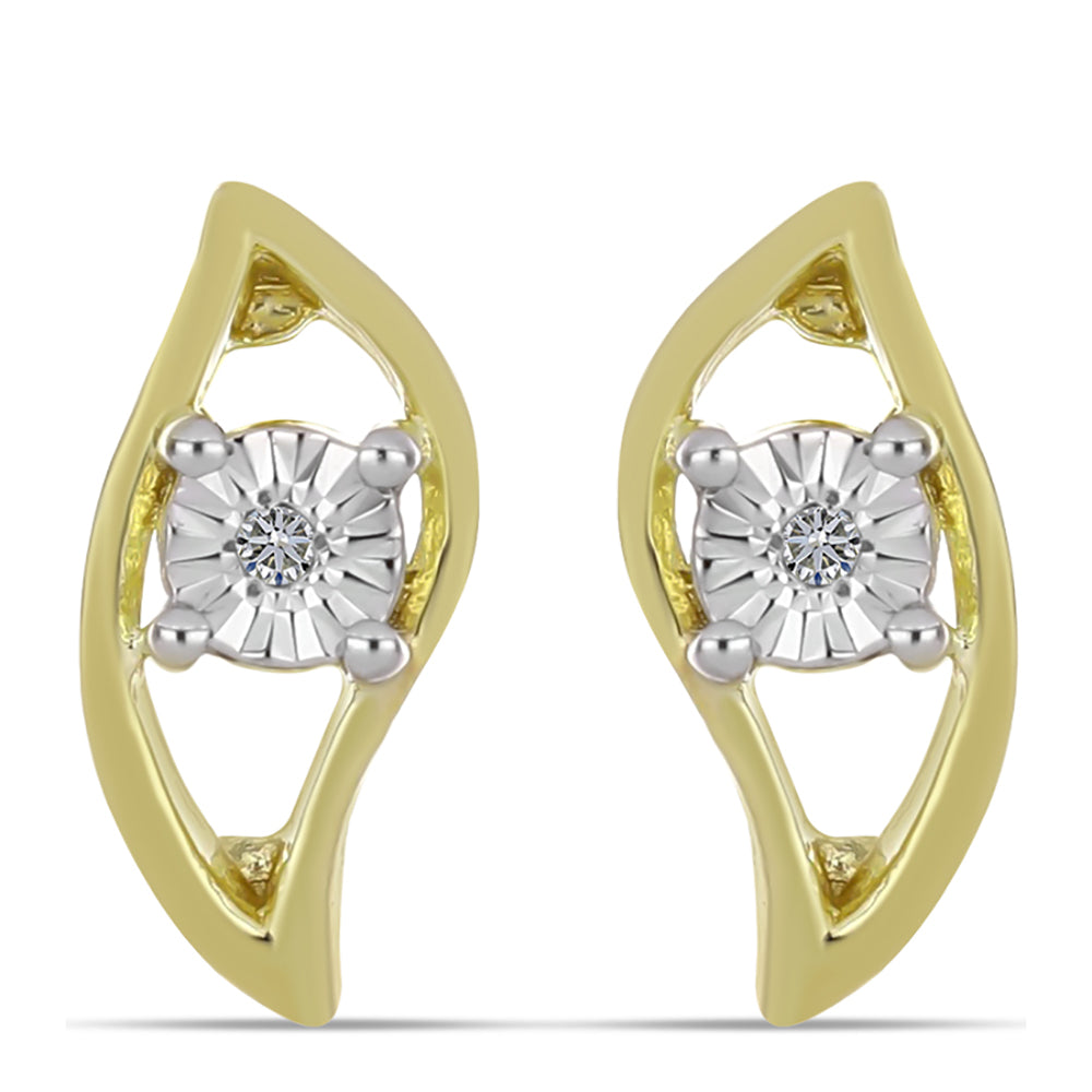 Goldplattierte Silberohrringe mit weißem Diamant 1 
