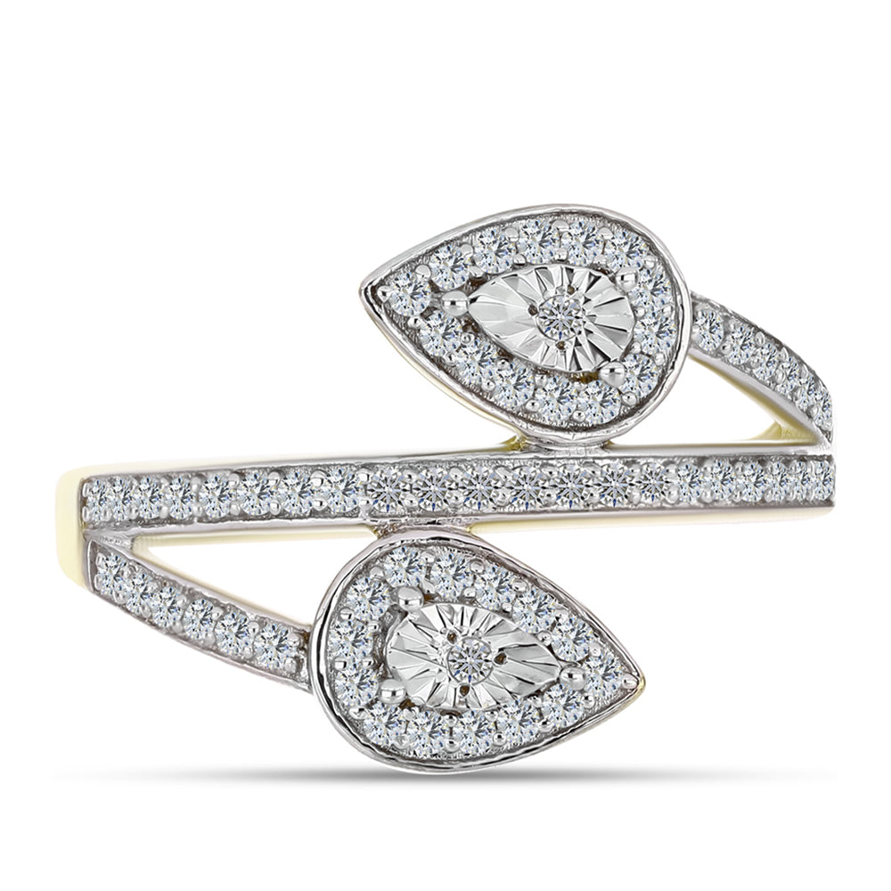 Goldplattierter Silberring mit weißem Diamant und weißem Topas 1 