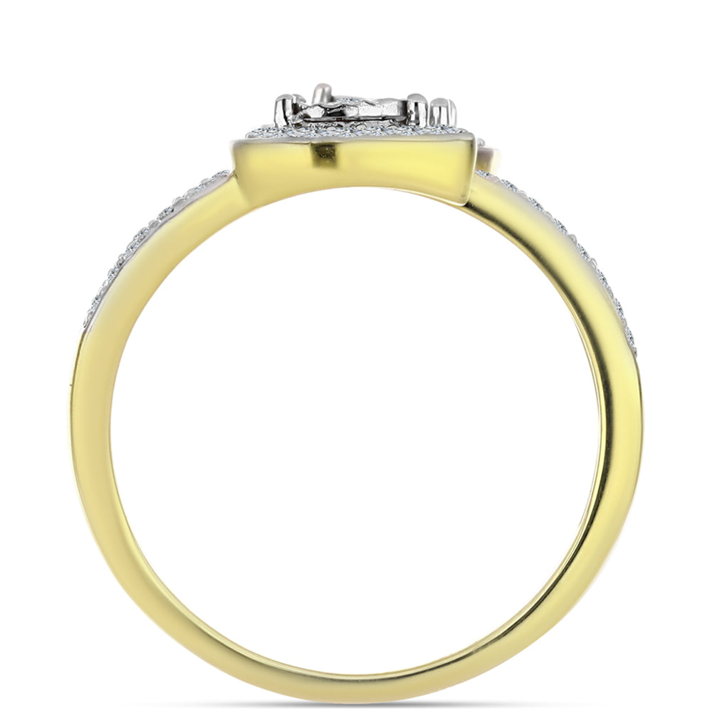 Goldplattierter Silberring mit weißem Diamant und weißem Topas 2 