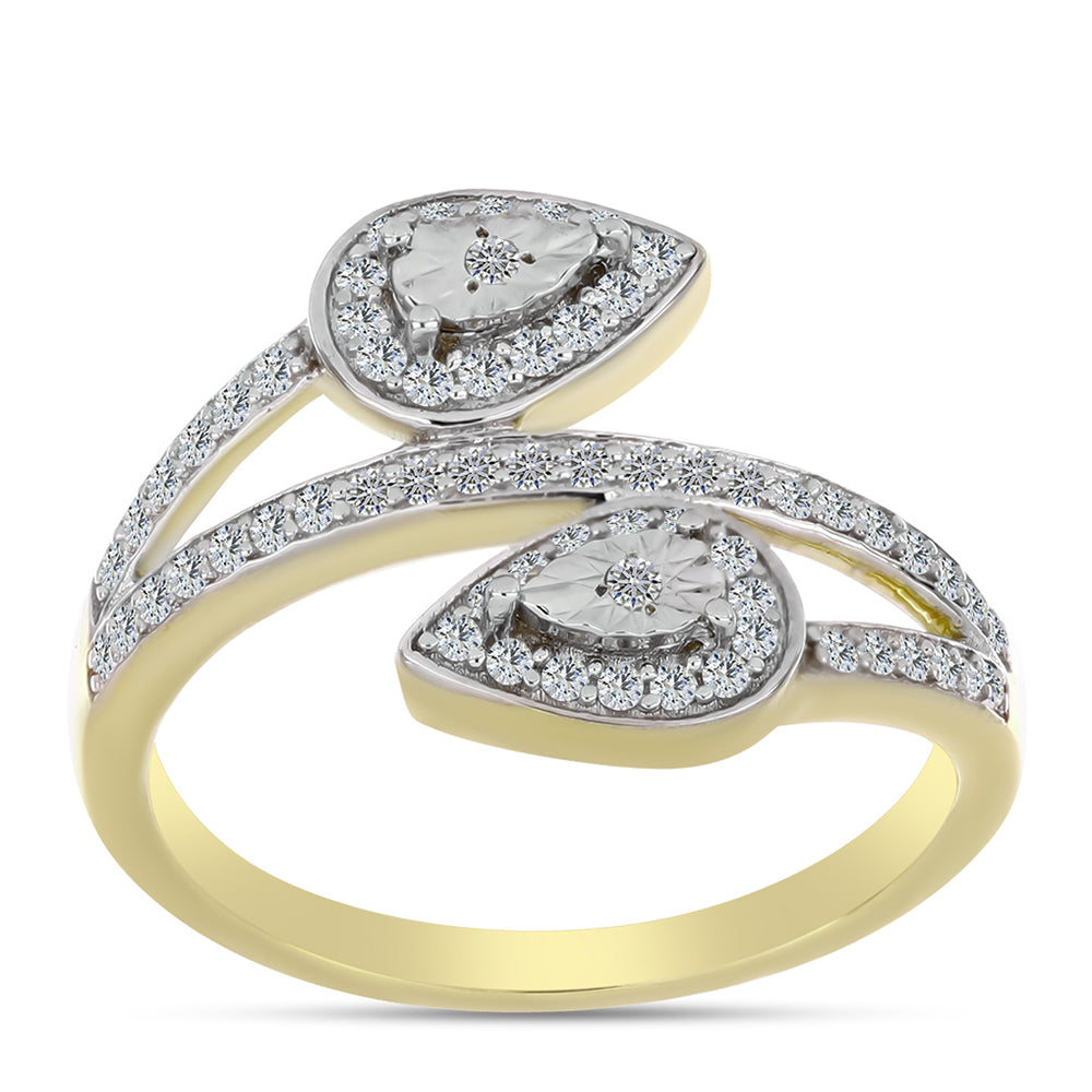 Goldplattierter Silberring mit weißem Diamant und weißem Topas