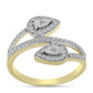 Goldplattierter Silberring mit weißem Diamant und weißem Topas
