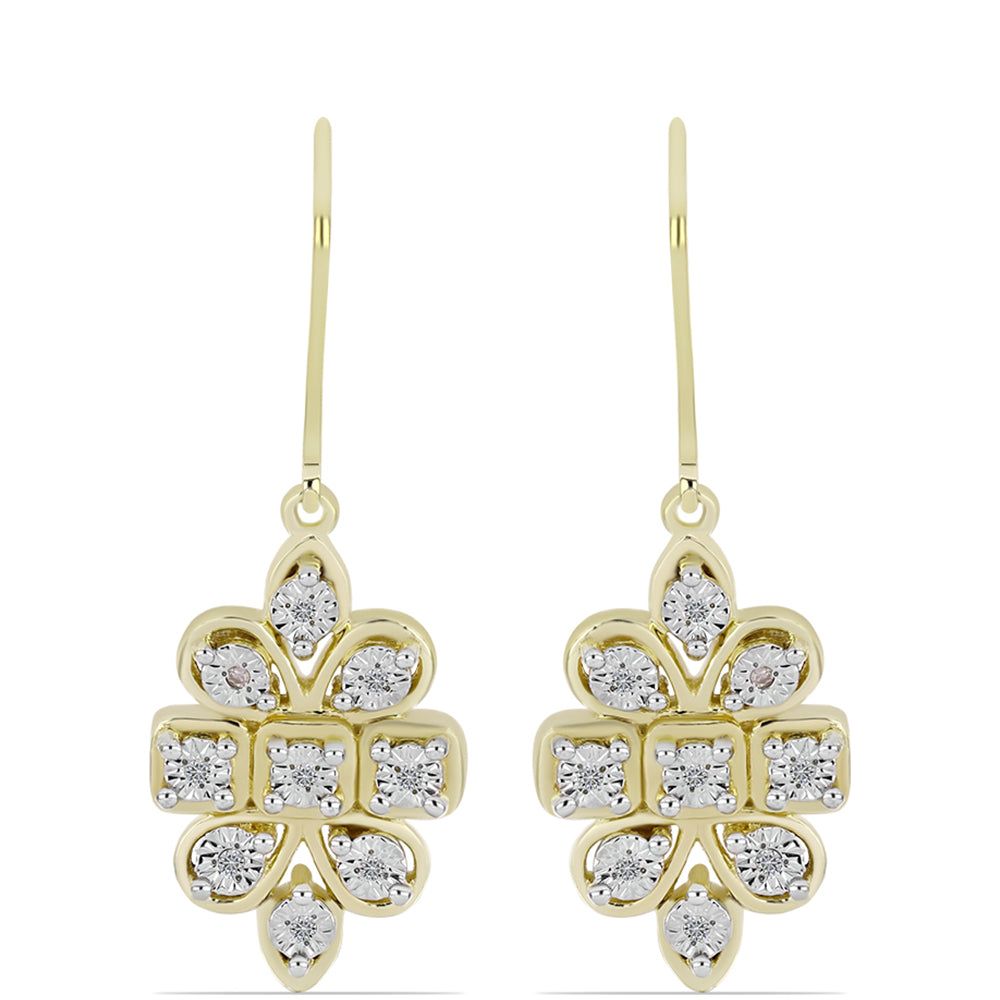 Goldplattierte Silberohrringe mit weißem Diamant