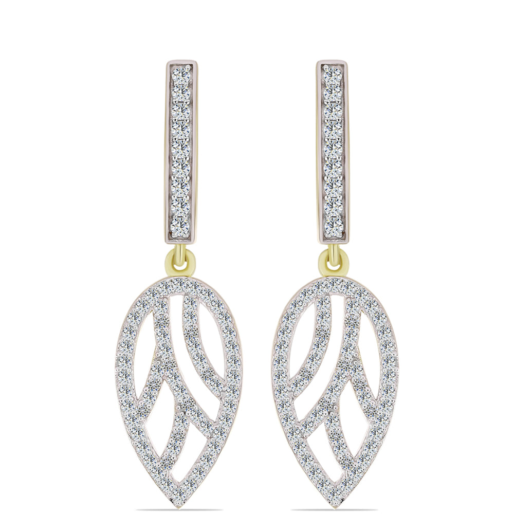 Goldplattierte Silberohrringe mit weißem Diamant und weißem Topas