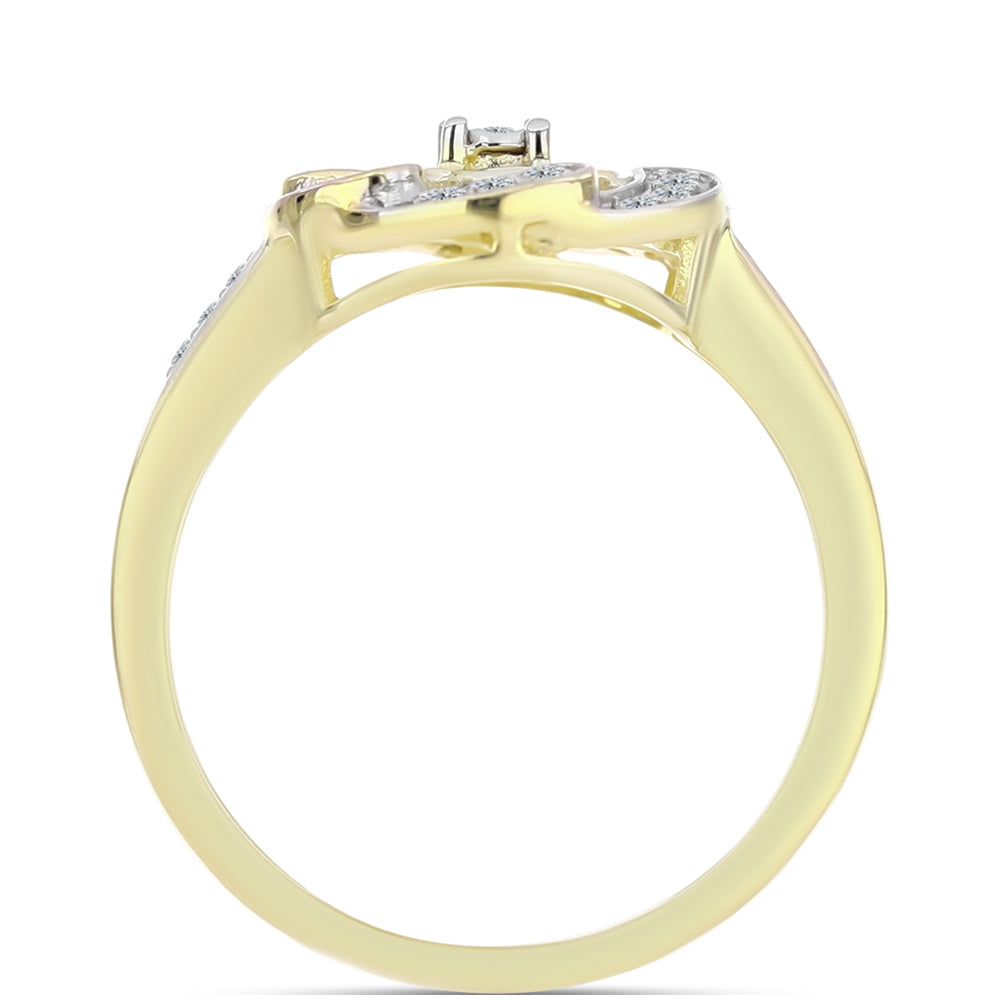 Goldplattierter Silberring mit weißem Diamant und weißem Topas 2 