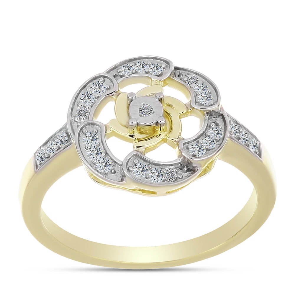 Goldplattierter Silberring mit weißem Diamant und weißem Topas 3 