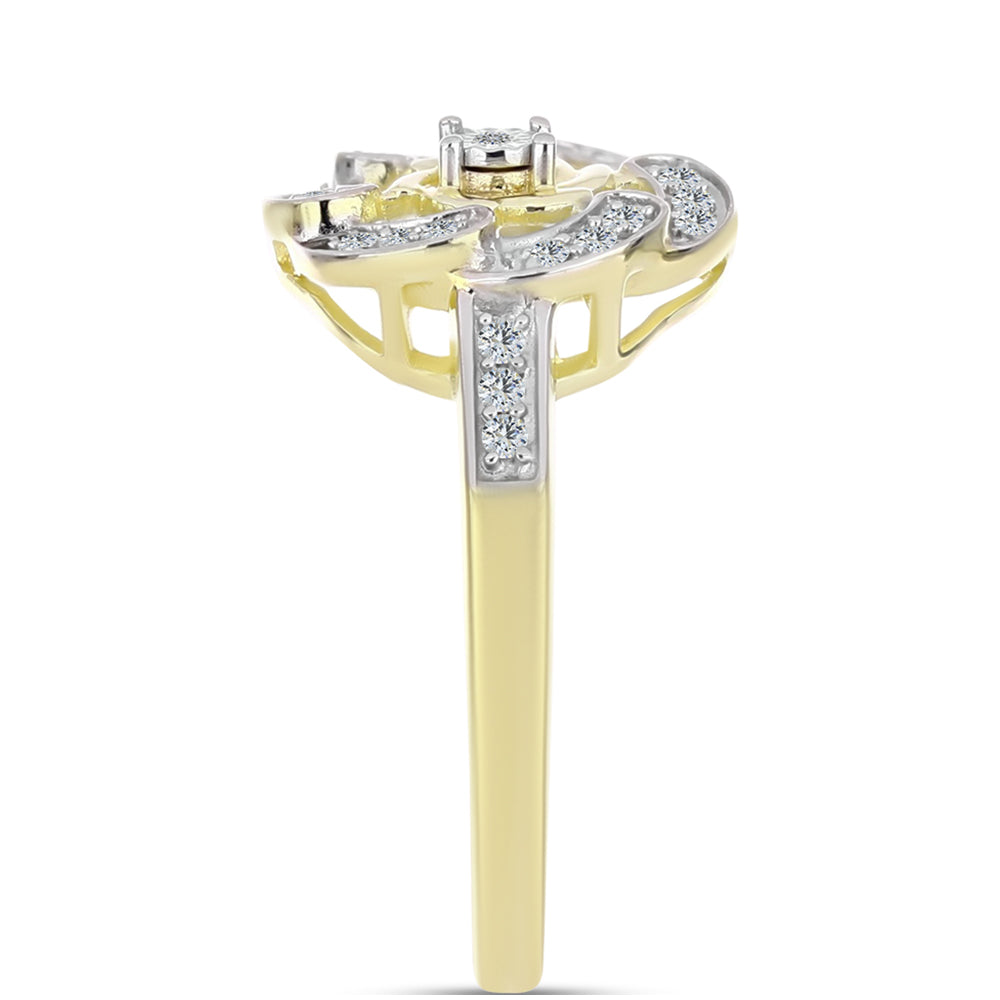Goldplattierter Silberring mit weißem Diamant und weißem Topas 4 