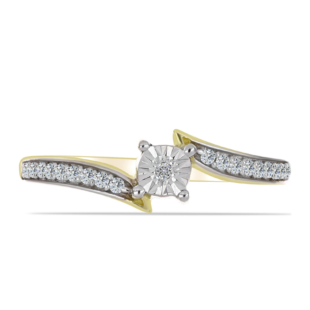 Goldplattierter Silberring mit weißem Diamant und weißem Topas