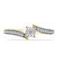 Goldplattierter Silberring mit weißem Diamant und weißem Topas