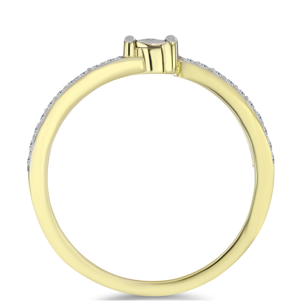 Goldplattierter Silberring mit weißem Diamant und weißem Topas
