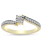 Goldplattierter Silberring mit weißem Diamant und weißem Topas